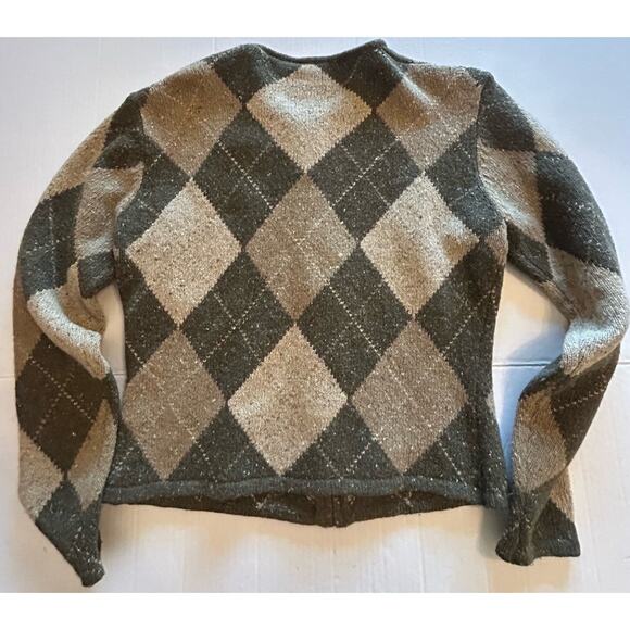 Vtg Tailor B Moss Cardigan Sz Small Green Wool Angora Argyle Preppy Academia 90s - Picture 5 of 11